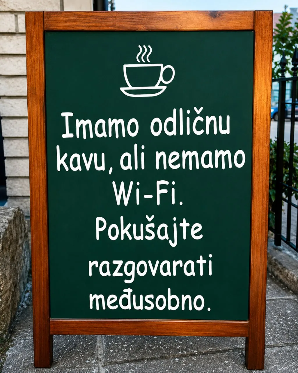 Tabla s porukom o kavi i razgovoru